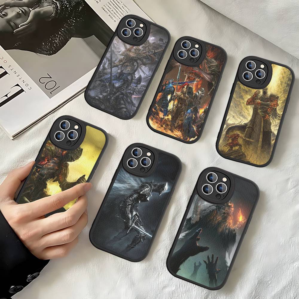 Чехол для телефона Game D-Dark S-Souls для iPhone 16 15 14 13 12 11 Pro Max Plus Кожаный ударопрочный чехол