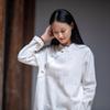 Новая женская ретро-рубашка из хлопка и льна, сшитая вручную, с воротником-стойкой, лацканами, пуговицами-«лягушками», длинным рукавом, в китайском стиле.