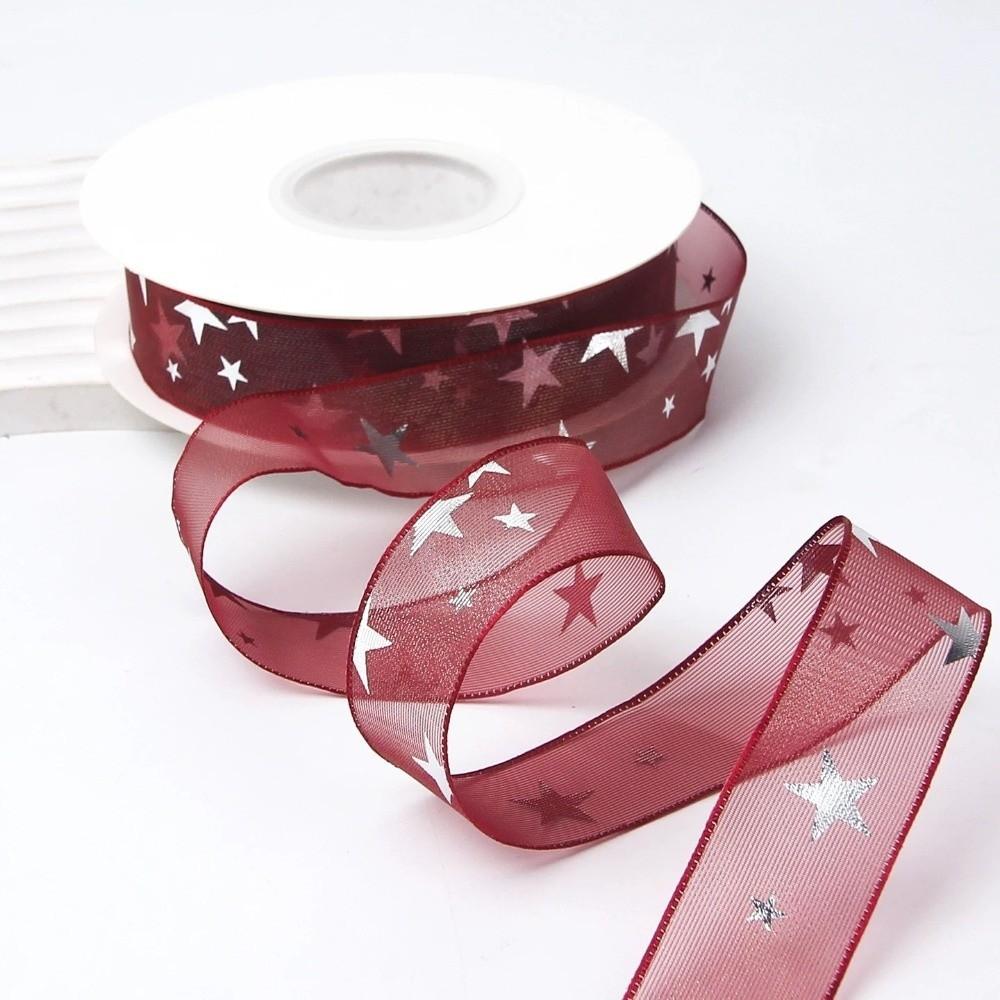 2.5cm Star Silk Ribbon Polyester Floral Bouquet Ribbon Creative Gifts Packaging Material