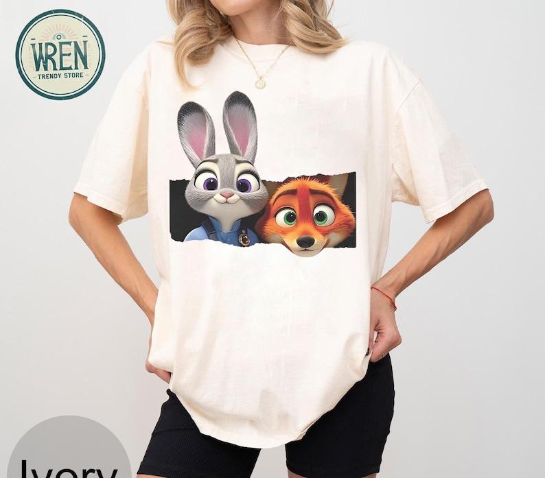 Coquette Bow Watercolor Zootopia Shirt Judy Hopps Nick Wilde Shirt Retro Zootropolis Disney Tee WDW Family 2026 Trip Tee