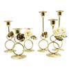 Nordic Rose Candlestick Metal Iron Crafts Wedding Candelabrum Flowers Ring Wax Candle Stand Dining Table Center Piece Decoration
