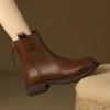 Autumn And Winter New Soft Bottomed Cowhide Women'S Boots With Plush And Thick Genuine Leather Brown Cowhide Short Boots