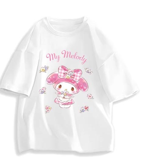 2026 Новая Мода Круглый Вырез Короткий Рукав Футболка Весна Лето Sanrio My Melody Женская Футболка Унисекс Модный Милый Топ Одежда