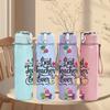 1PC Best Maitresse Floral Wreath Letter Text 750ml Color Plastic Water Bottle Leakproof Flip Straw Lid For Sports Office Home Use