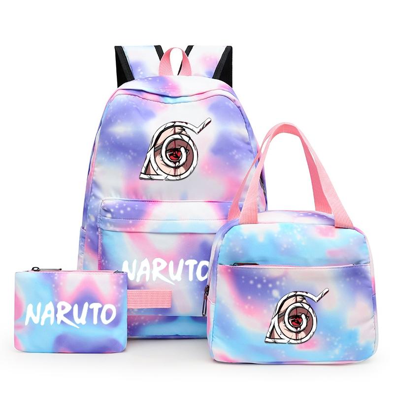 3Pcs/set Anime Naruto Backpack Back To Schoobag with Lunch Bag for Teen Gir Boy Student Bookbag Men Women Leisure Travel Bag