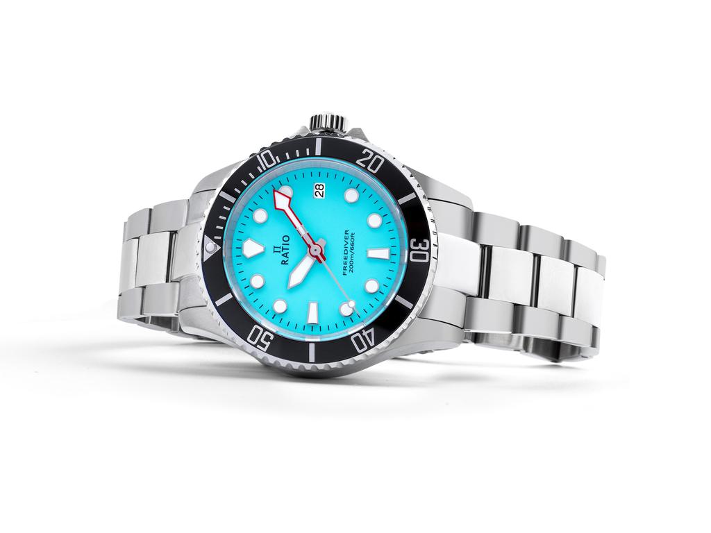 RATIO Мужские часы FreeDiver Sapphire из нержавеющей стали с голубым циферблатом, кварцевые RTF032 200M