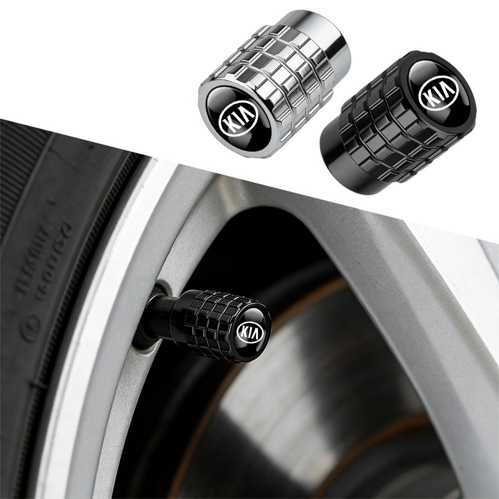 AABIX1 Car Accessories 4Pc Metal Alloy Wheel Tire Valve Caps Stem Case For KIA Ceed Forte K9 Optoma Picanto Rio Sorento Soul Sportage