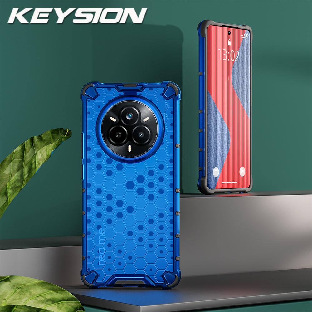 KEYSION Противоударный защитный чехол для Realme 14 Pro+ 5G Мягкий силиконовый + ПК Прозрачный сотовый чехол для телефона OPPO Realme 14 Pro 5G