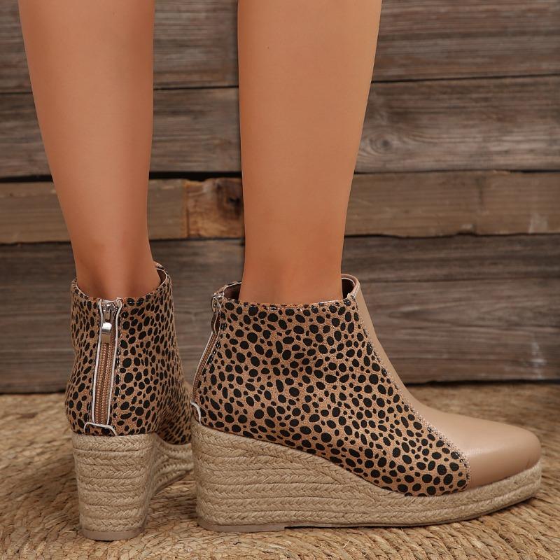 Обувь для женщин Классические женские ботинки с леопардовым принтом в стиле ретро Нескользящие толстые подошвы Современные ботинки Удобные универсальные ботинки на молнии