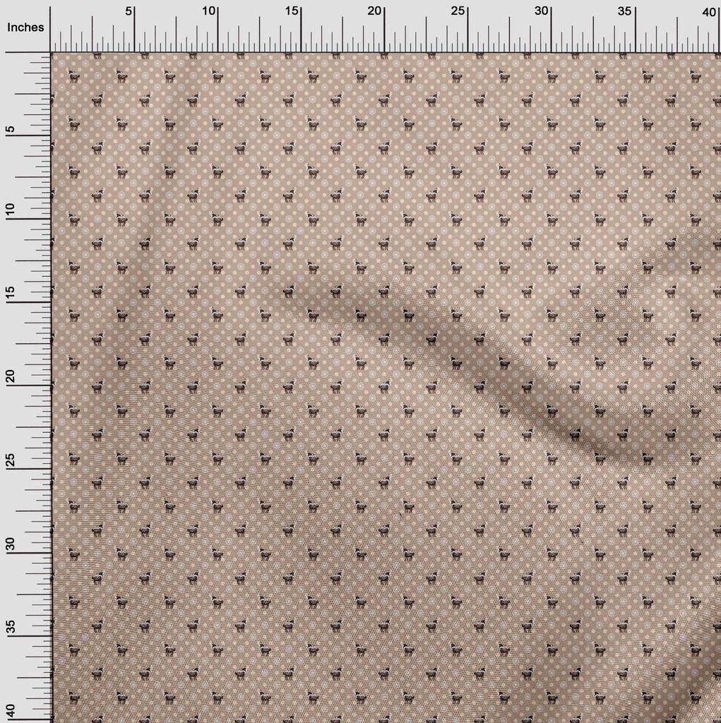 oneOone Cotton Flex Light Brown Fabric Animal  Sewing Fabric By The Yard Printed Diy Clothing Sewing Supplies 40 Inch
