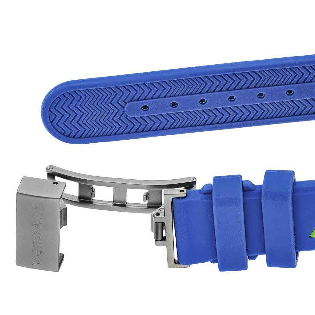 Watch Palazzo Black Dial Stainless Steel Sapphire Glass Quartz 43MM Swiss Watch VE2V00722 Blue [Versace] V-PALAZZO Men's [Item]