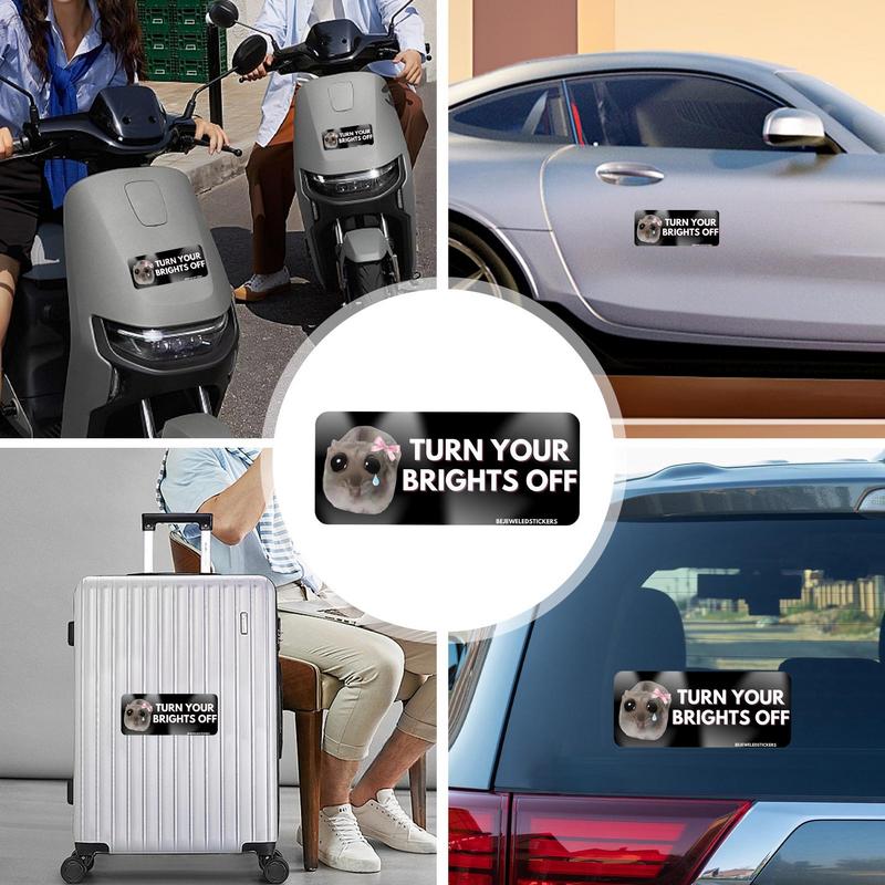 Наклейка «Грустный хомяк вождения», 3 шт., наклейка на бампер, милая наклейка для водителя, забавная наклейка на автомобиль, забавный хомяк, большие глаза, наклейка для