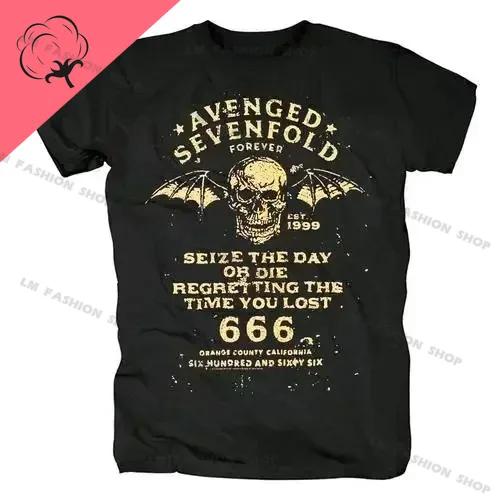 Avenged Sevenfold Метал Рок Графический Принт Короткий Рукав 100% Хлопок Футболки Хип Хоп Мода Рубашки Большой Размер Футболка для Мужчин Топы