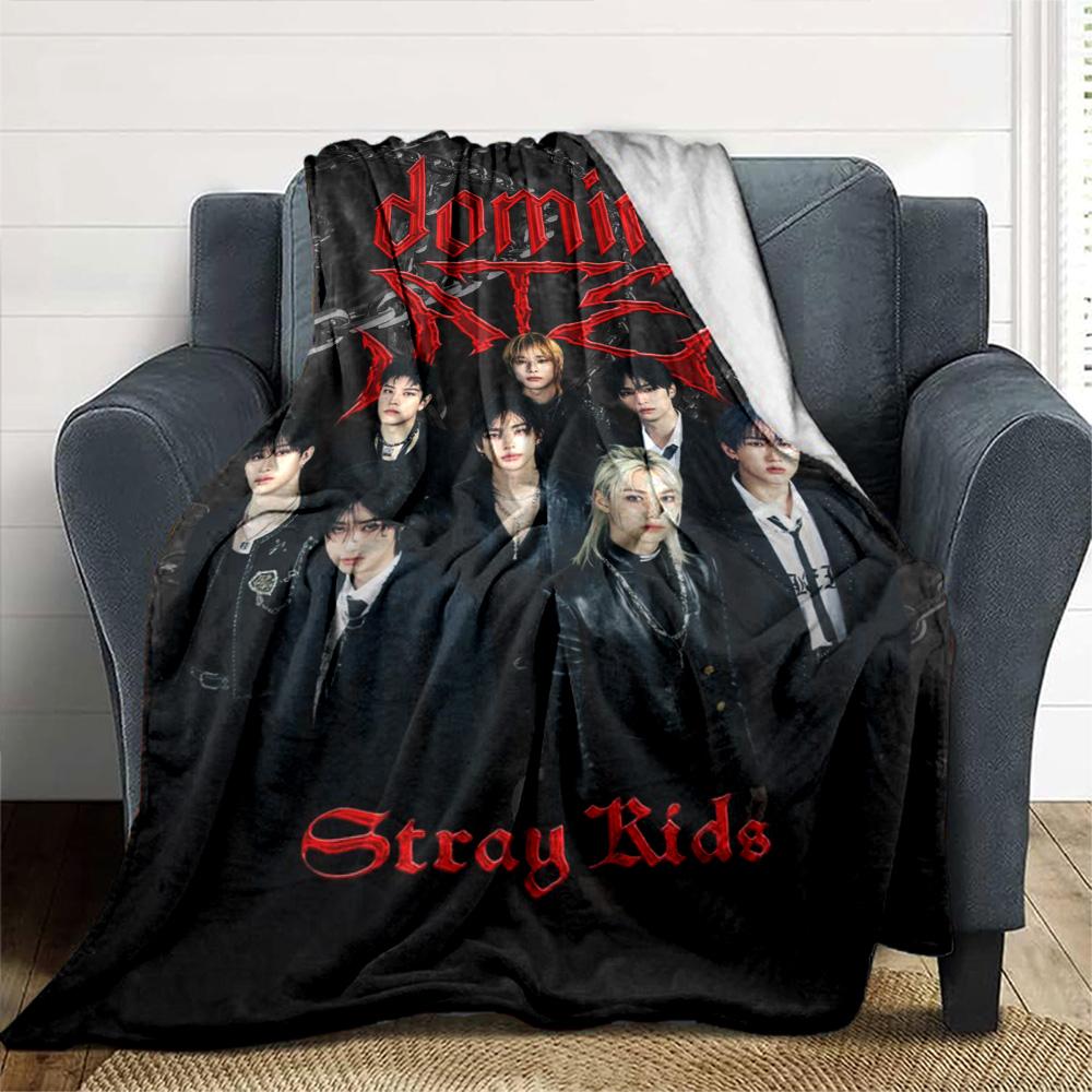 SKZ Kpop Print Flannel Blanket High Quality Warm Comfortable Cover for All Seasons Perfect for Gifts Home Decor