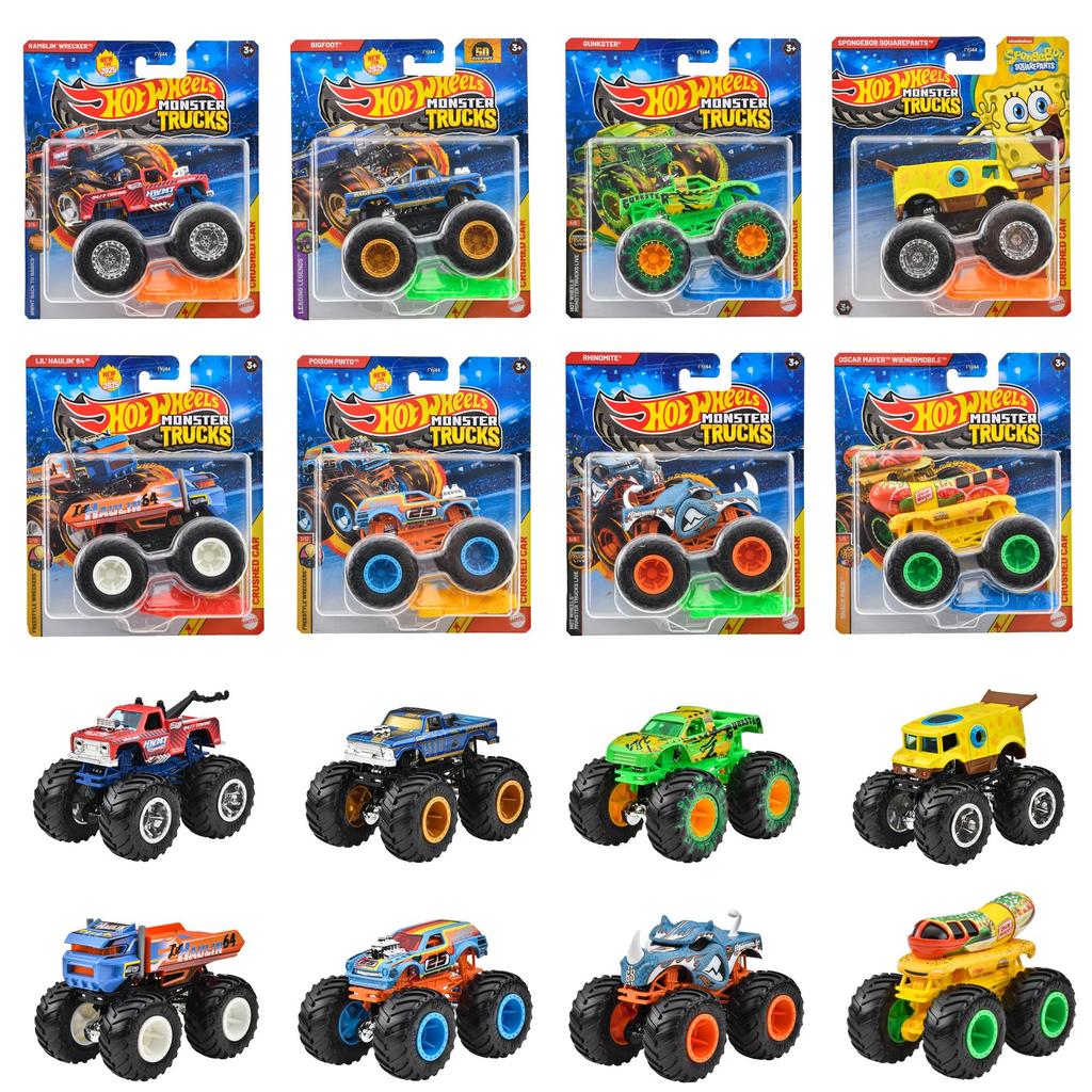 Hot Wheels Ассортимент Монстр-траков 8 Миниатюрных Наборов в Коробке 164 - Транспортные Средства/Игрушки - (Возраст 3+) - Многоцветный (983C-FYJ44)