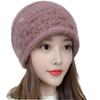 Winter New Double-layer Knitted Hollow Flower Squirrel Velvet Warm Small Crimping Stack Ear Protector Bag Head Women's Hat
