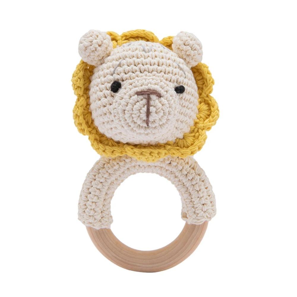 1Pc Customized Baby Teether Wooden Bracelet Crochet Rattle Toys BPA Free Crochet Lemon Bunny Rodent Rattle Newborn Toys Gift