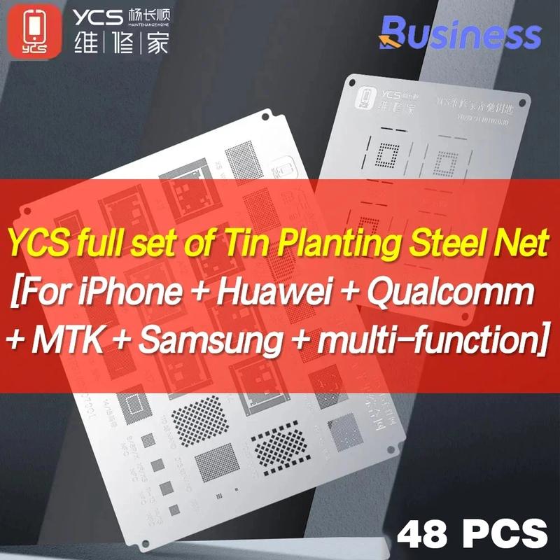 YCS Оловянная Посадочная Стальная Сетка для iPhone 17 Серии Android Универсальная CPU Комплексный Трафарет для Реболлинга BGA Набор Инструментов для Ремонта