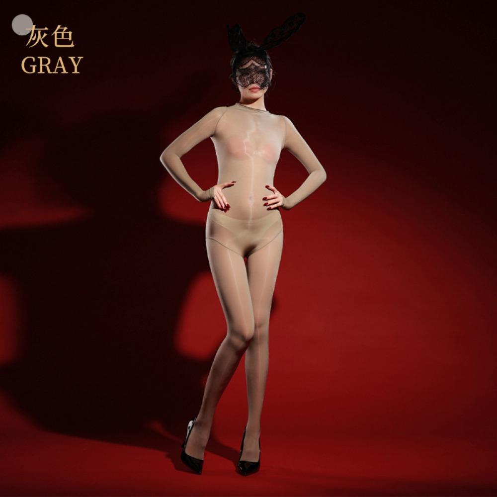 Chest Seamless Oily Full Body One-piece Stockings Silky Smooth Horse Oily One-piece Five-finger Sexy Fun Open Crotch Seduction Woman