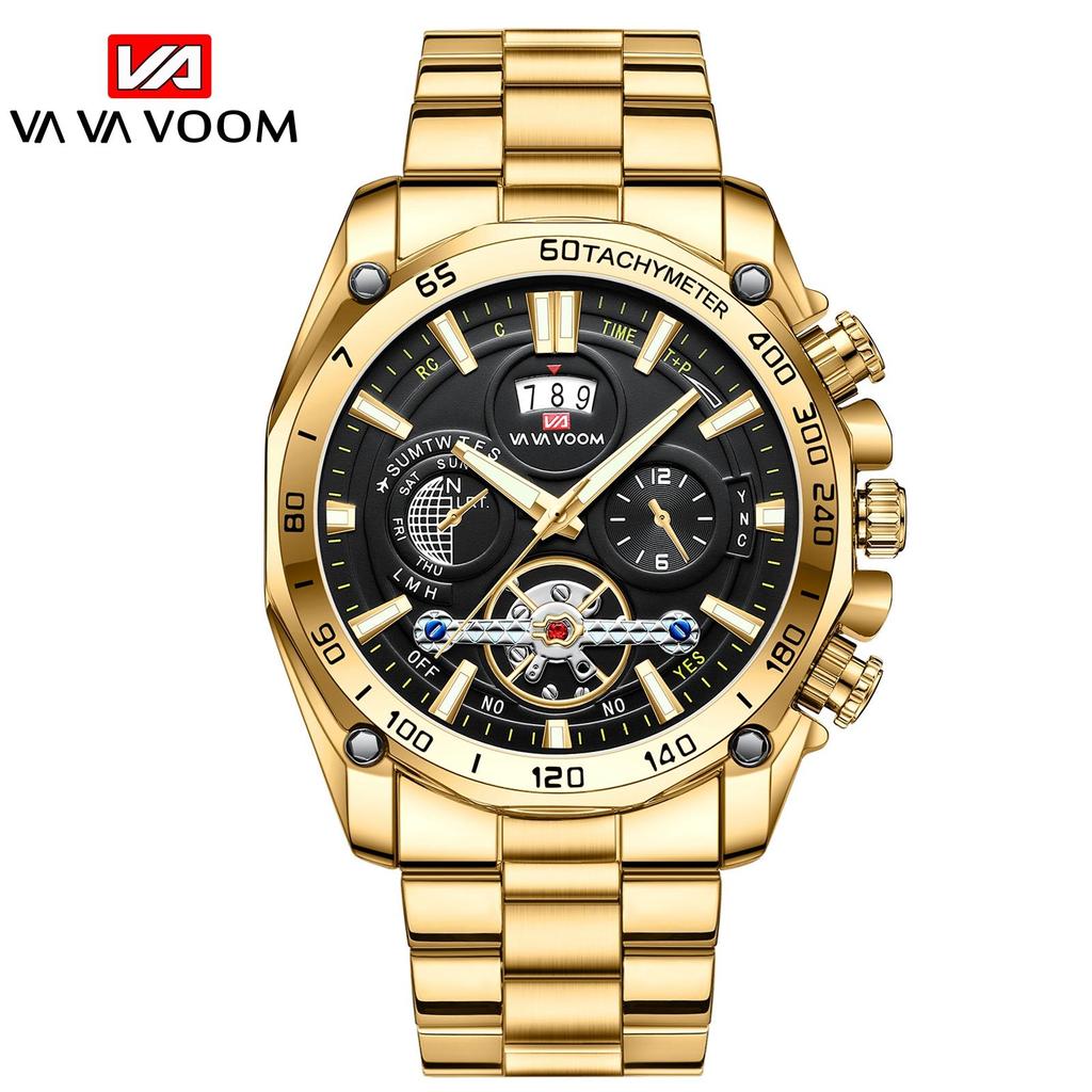 VA VA VOOM Brand Classic Mens Retro Watches Automatic Mechanical Watch Tourbillon Clock Genuine Leather Waterproof Military Wristwatch