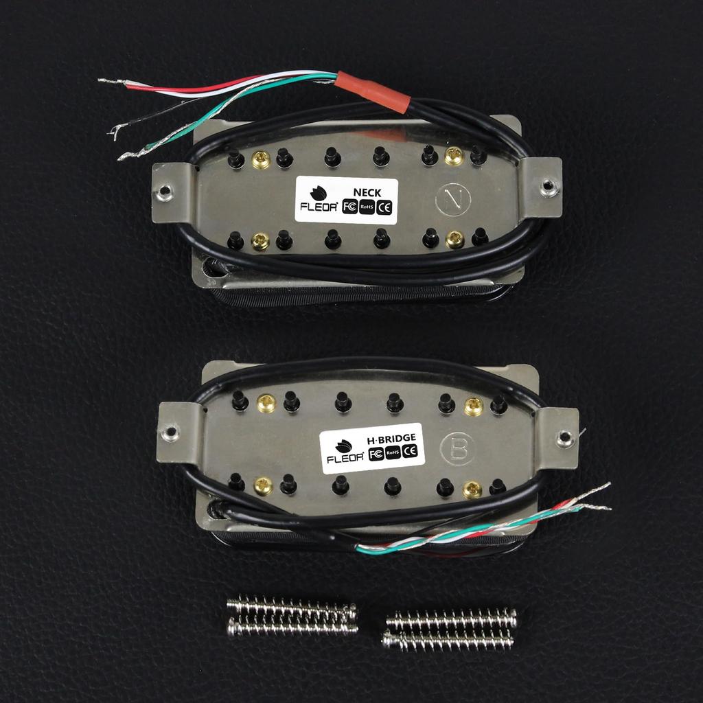 FLEOR Neck+Bridge Pickup Set Double Coil Humbucker Pickups for Electric Guitar Pickup Replacement-Black