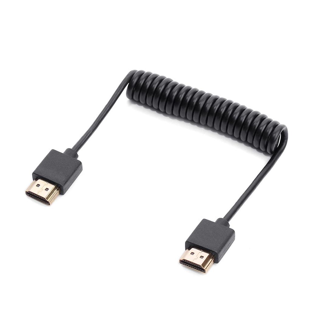 Тонкий HDMI-совместимый кабель 4K Сверхгибкий HDMI-совместимый шнур Видео 4K Пружинный спиральный кабель 1,2/1,8/2,5 м
