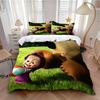 Catoon Duvet Cover Set Masha and Bears Bedding Set Children's Gift Teenagers Kids Adult 2/3piece set Single Twin Full Queen Size