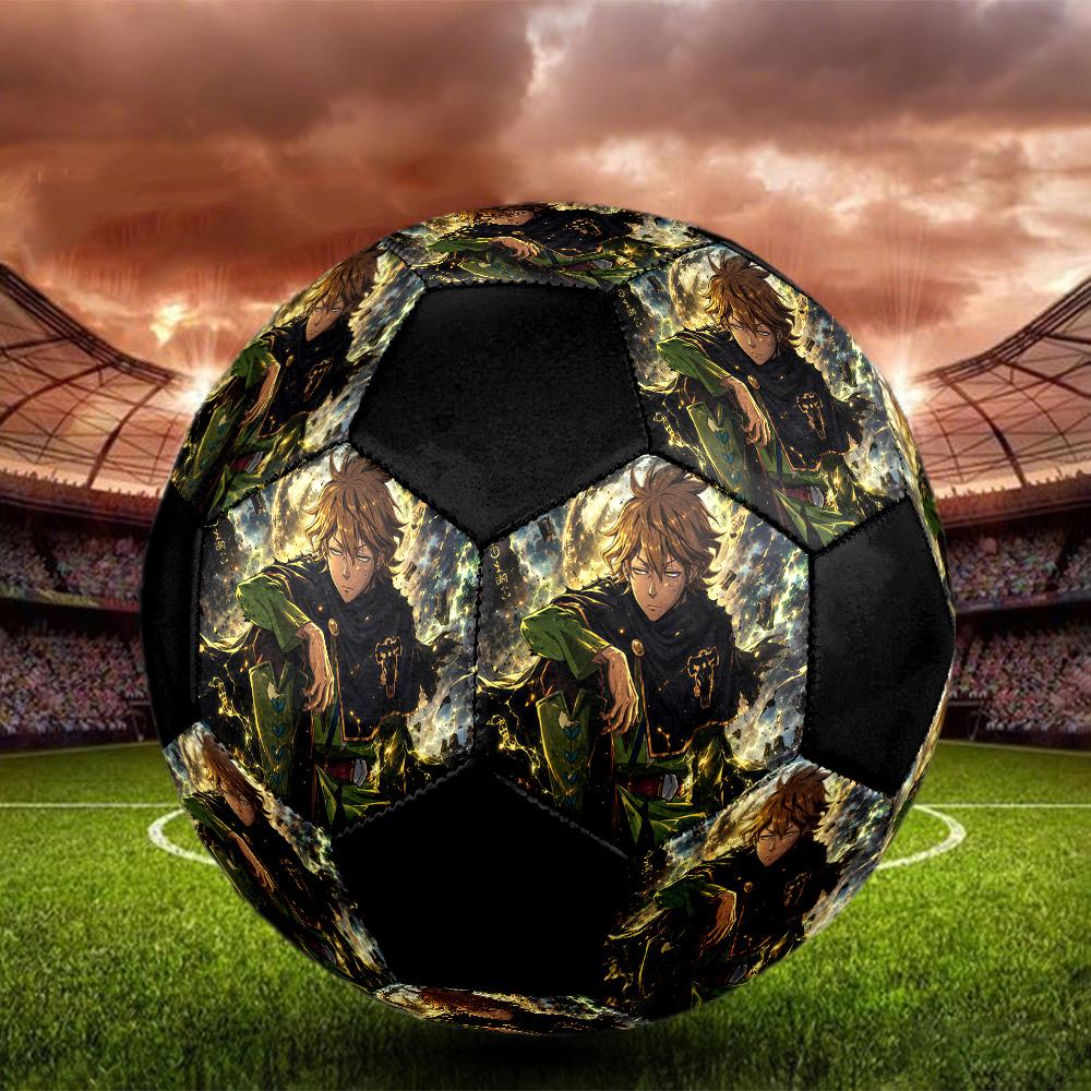 Black Clover Soccer Ball Colorful All Ages Machine Stitched PVC Competition Ready Durable High-Bounce.SIZE5