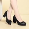 Черные туфли на высоком каблуке женские весна осень новый стиль с открытым мыском подиумные туфли-лодочки водонепроницаемая платформа кожа элегантный темперамент