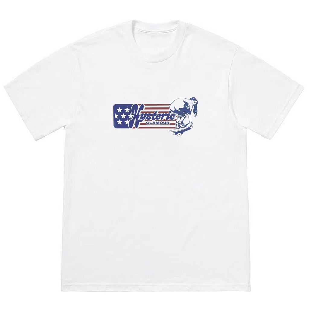 2026 Hysteric Glamour Футболка Американский Ретро Футболка Уличная Культура Модный Бренд Футболка Нишевая Высокое Качество Тренд Короткий Рукав Инстаграм