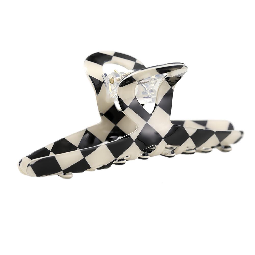 2023 Black and White Matte Polished Hollow Acrylic Hairpin Lovely Hairpin Temperament Girl Hair Crab Hair Accessories