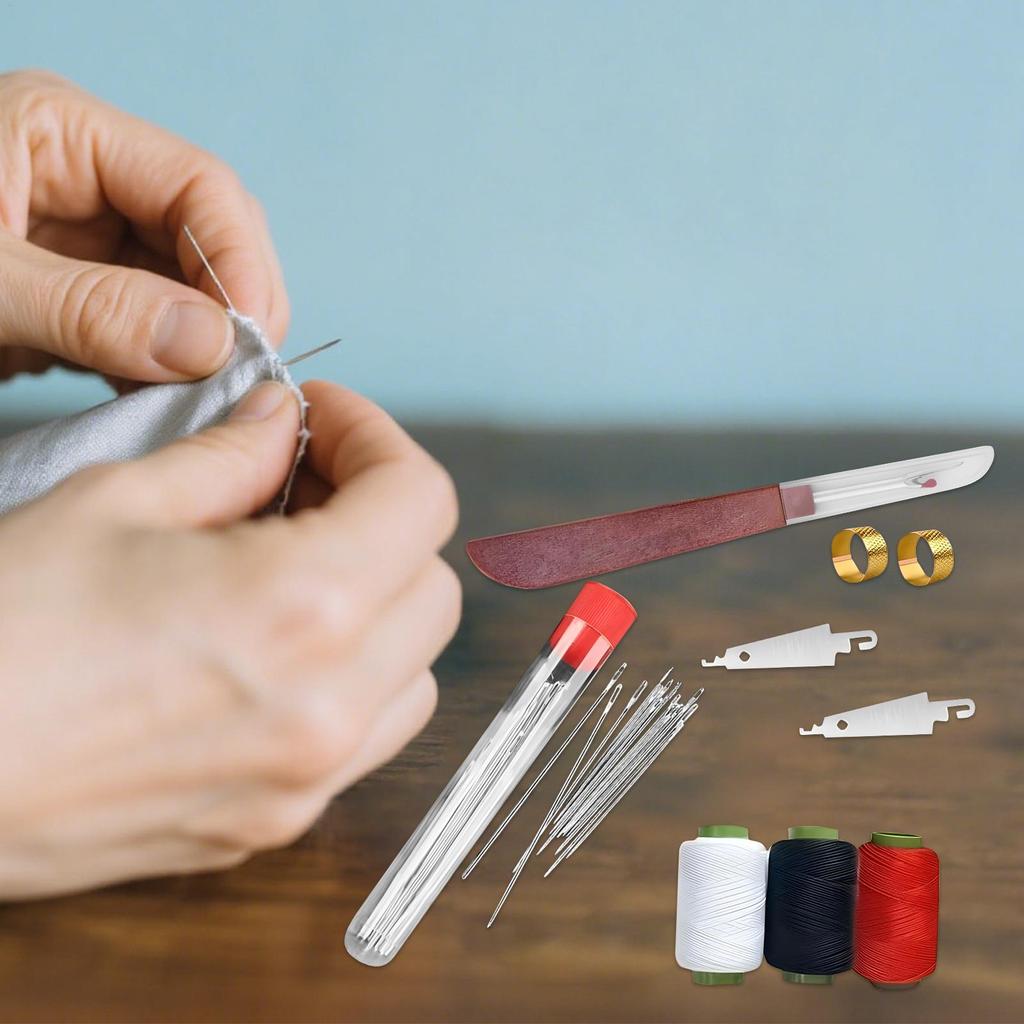 Набор швейных инструментов из 37 предметов, Стальная игла с большим ушком для шитья одежды, квилтов, Базовый швейный набор, с распарывателем швов/нитковдевателем/наперстком