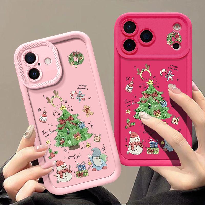 Чехол для телефона из ТПУ с рождественской елкой для iPhone Air 16e 17 16 15 14 Pro Max 13 12 Pro 15 16 Plus, силиконовый мягкий чехол конфетного цвета, Fundas
