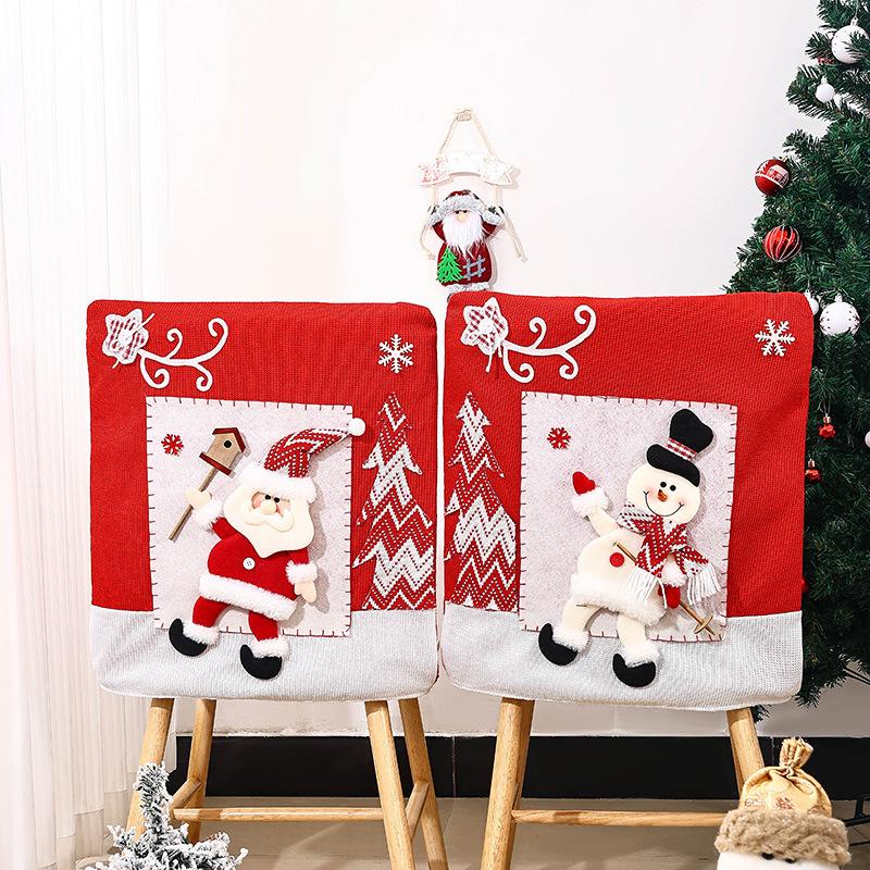 New Christmas decorations cartoon three-dimensional dancing Santa Claus chair cover snowman elk chair cover