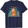 Funny Feline Enjoying Cold Brew Coffee for Morning Rush T-Shirt