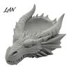 Gothic Home Accessories Dark Dragon Head Storage Tray, Style 3D Printing Carved Stone Effect Organizer Organizer, Fantasy Ornament, for Keys