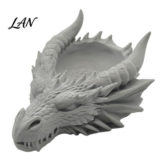 Gothic Home Accessories Dark Dragon Head Storage Tray, Style 3D Printing Carved Stone Effect Organizer Organizer, Fantasy Ornament, for Keys