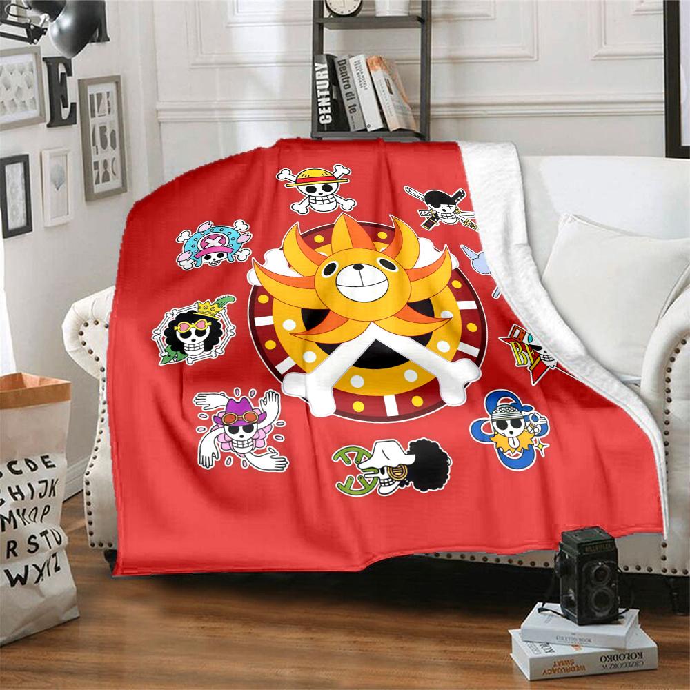 1PC One Piece Straw Hat Pirates Patterned Flannel Blanket Suitable For All Seasons For Home Decor Warmth And Comfort Gifts Holiday Present