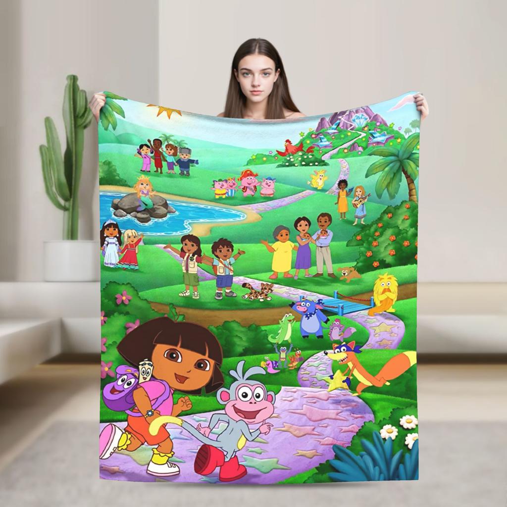 Super Warm Blanket Decorative Dora The Explorer Bedding Throws Flannel Bedspread For Couch Chair Sofa Bed Sofa Bed Cover