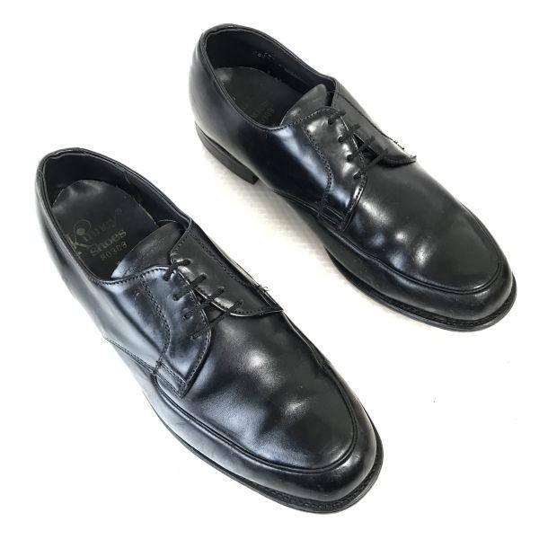 США 70-х-80-х?/kinney shoes/Кожаные туфли с U-образным мысом на подошве Goodyear Welt/8.5/26.0-26.5/Черный/Винтаж(ИСПОЛЬЗОВАЛ)