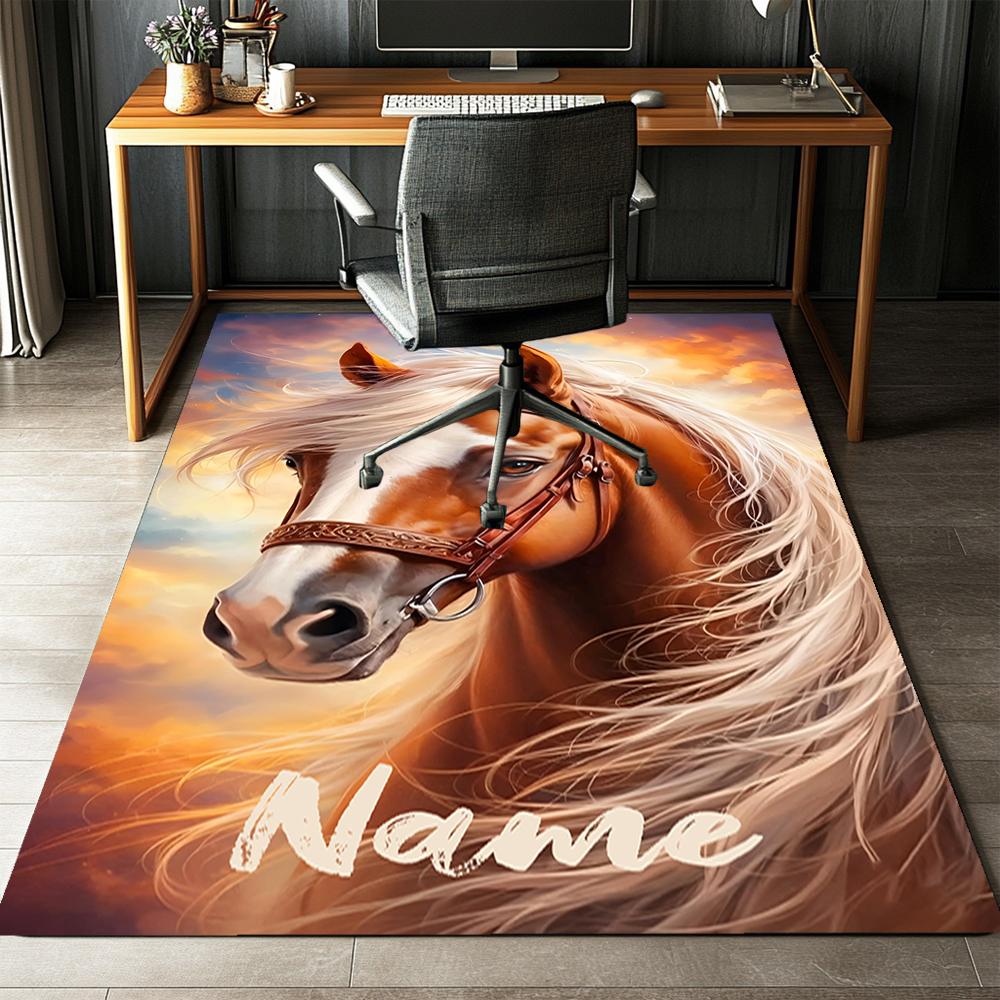 Custom Name Horse Printed Carpet,Rug for Office Chair Living Room Bedroom Kitchen Room Decor Gifts.