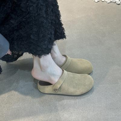 Бокен туфли на толстой подошве с внутренней платформой женские 2025 осень новые ретро двухвариантные мюли одинарные туфли ленивые с квадратным носком полушлепанцы