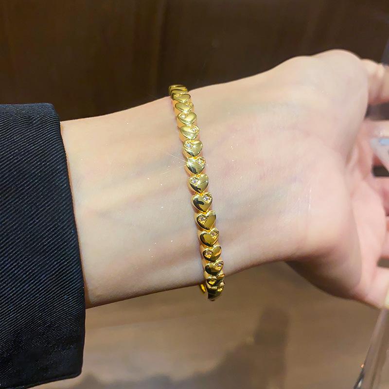 Браслет-бангл из позолоченного 14K золотом циркона в виде звездчатого цветка, легкая роскошь, модный
