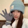 Женская шерстяная вязаная зимняя утолщенная шапка однотонная с надписью бини шапка-чулок корейская девушка грелка для ушей защита от холода шапка-пуловер