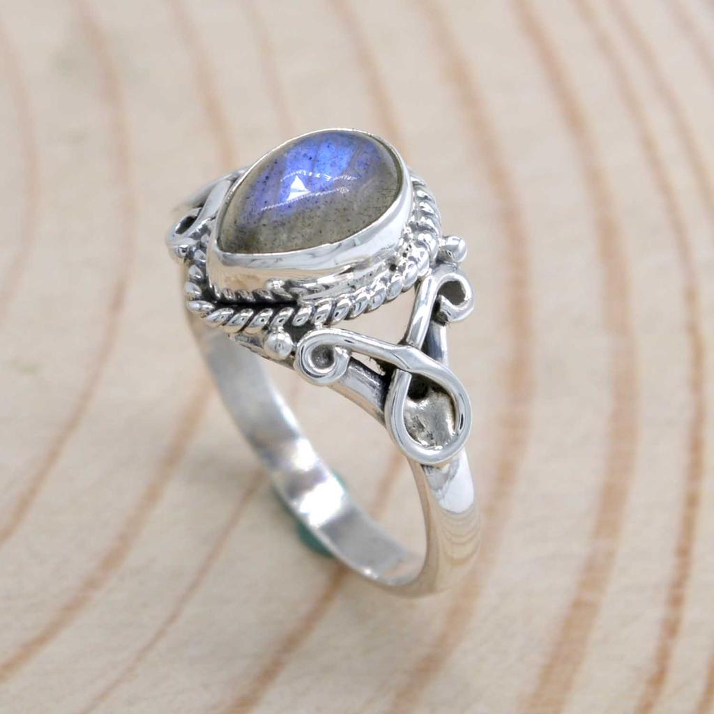 Labradorite 925 Silver Ring, Natural Gemstone Handmade Women Ring Jewelry,