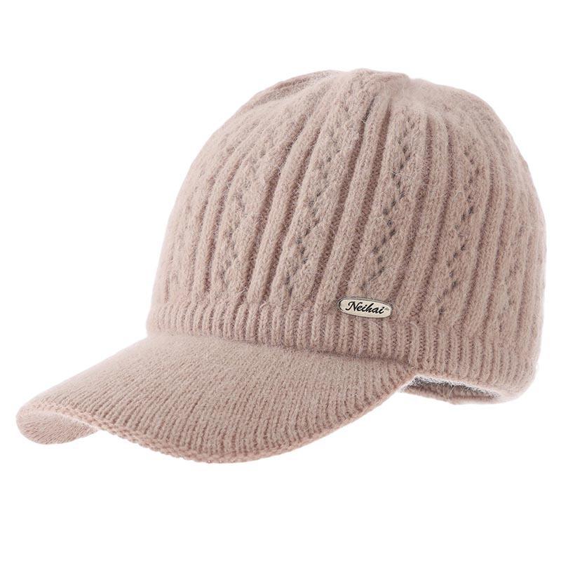 Осенне-зимняя теплая шапка Женская вязаная шерстяная модная бейсболка Утепленная повседневная шапка