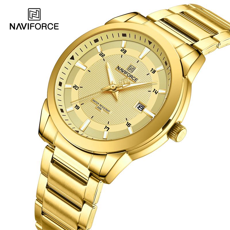 Naviforce Men's Watch Casual Quartz Calendar Stainless Steel Strap Water Resistance Wristwatch NF8029