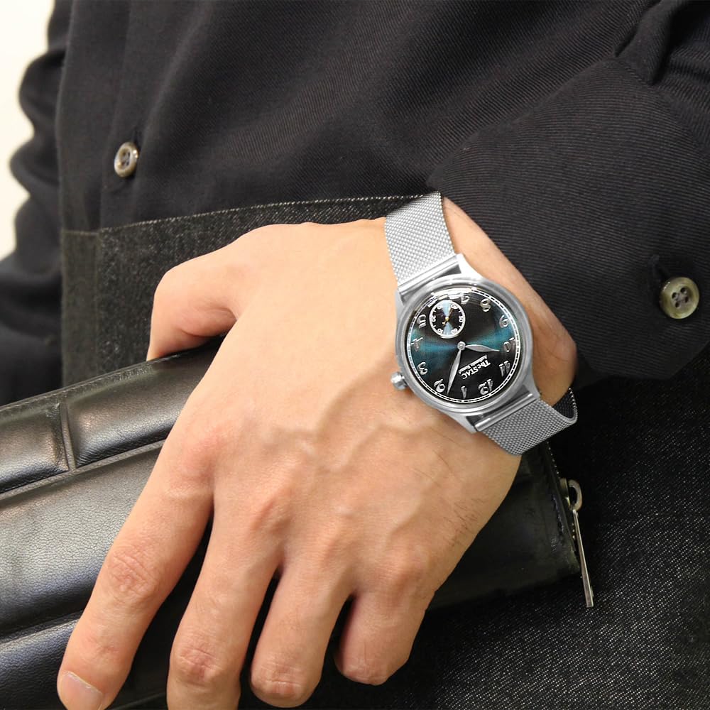 Часы STAC Made in Japan Domestic Watch 36 мм Classic Retro Unisex Blue Green с сетчатым ремешком из нержавеющей стали [The Stack] для мужчин и женщин ST-AR002