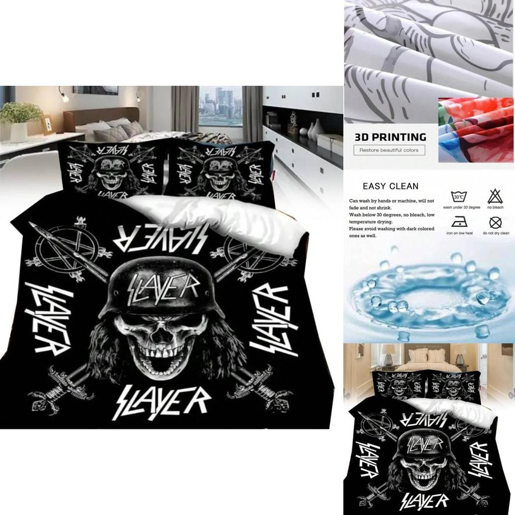 Постельное белье для детей 3 предмета с изображением группы Slayer (Heavy Metal) для спальни
