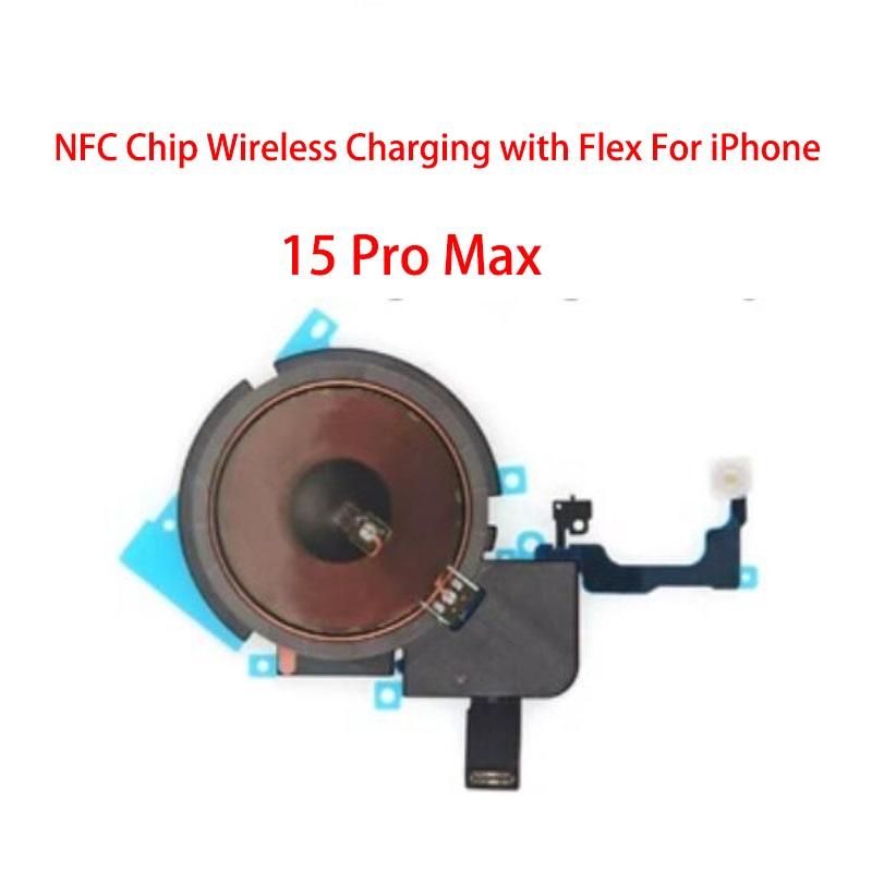 NFC Wireless Charging Coil Sticker With Flash light Flex Cable Replacement part For iPhone 15 Plus Pro Max